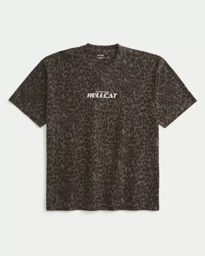 Tricou cu grafic Dodge Hellcat Boxy Heavyweight Print Leopard Tricou cu grafic Dodge Hellcat Boxy Heavyweight Print Leopard