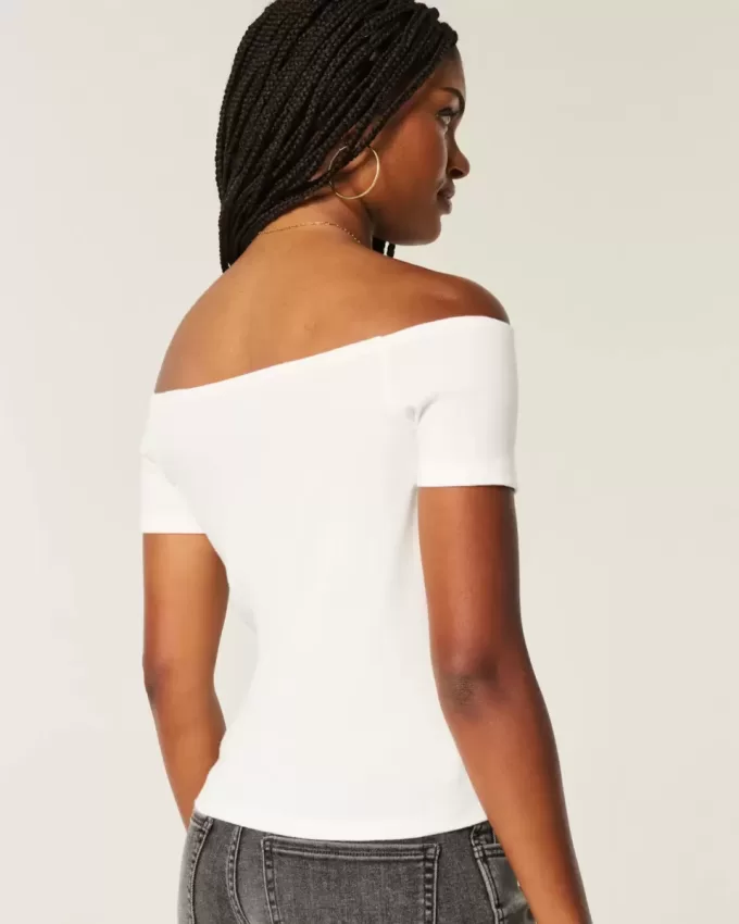 Tricou cu grafic drăguț fără umăr Tricou cu grafic drăguț fără umăr