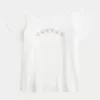 Tricou cu grafic drăguț fără umăr Tricou cu grafic drăguț fără umăr