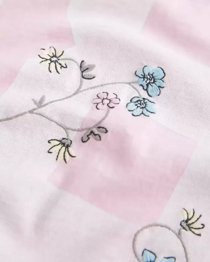Tricou cu grafică florală de varsity, supradimensionat, fără umăr Tricou cu grafică florală de varsity, supradimensionat, fără umăr