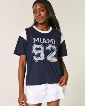 Tricou cu grafic Miami supradimensionat