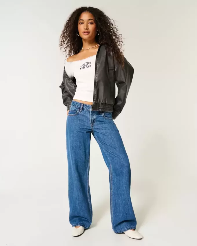 Tricou cu grafic Montauk, fără umăr, cu dantelă Tricou cu grafic Montauk, fără umăr, cu dantelă