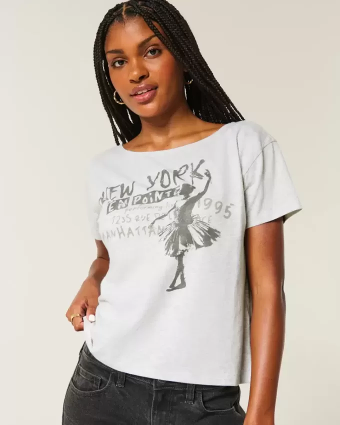 Tricou cu grafic New York Easy Ribbon Tie-Back Tricou cu grafic New York Easy Ribbon Tie-Back