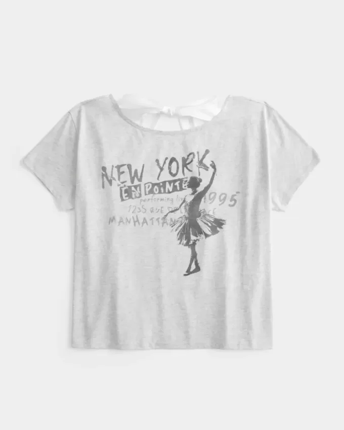 Tricou cu grafic New York Easy Ribbon Tie-Back Tricou cu grafic New York Easy Ribbon Tie-Back