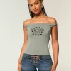 Tricou cu grafic New York, răsucit, fără umăr Tricou cu grafic New York, răsucit, fără umăr