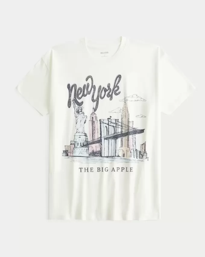 Tricou cu grafic New York supradimensionat Tricou cu grafic New York supradimensionat