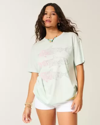 Tricou cu grafic peste supradimensionat