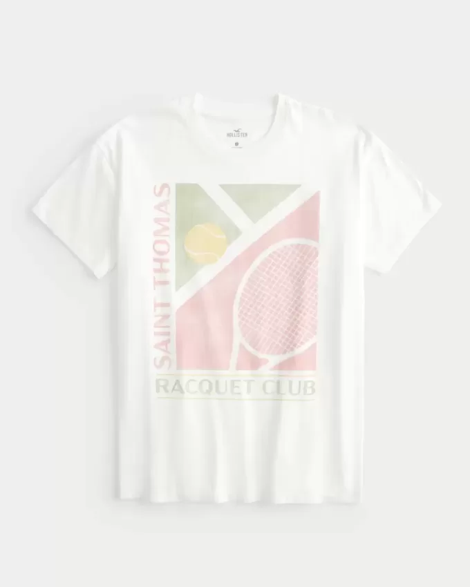 Tricou cu grafic Saint Thomas Racquet Club supradimensionat Tricou cu grafic Saint Thomas Racquet Club supradimensionat