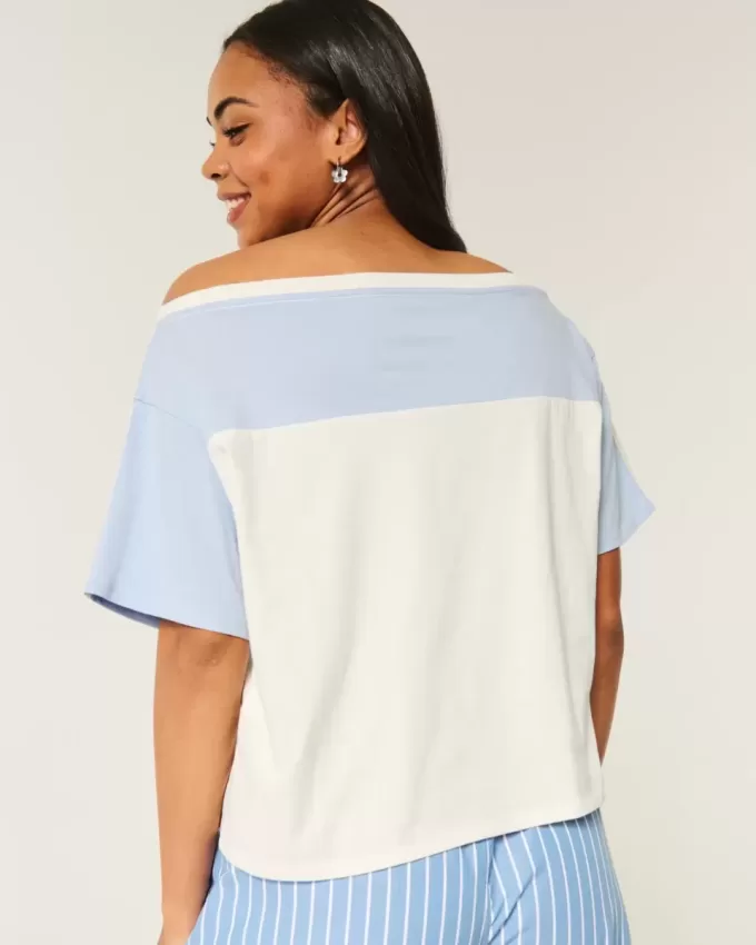 Tricou cu grafică San Diego, fără umăr, supradimensionat Tricou cu grafică San Diego, fără umăr, supradimensionat