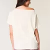 Tricou cu grafic Snoopy supradimensionat, fără umăr Tricou cu grafic Snoopy supradimensionat, fără umăr