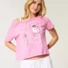 Tricou cu grafic Snoopy ușor de pe umăr Tricou cu grafic Snoopy ușor de pe umăr
