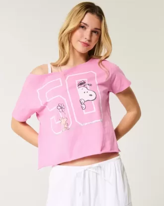 Tricou cu grafic Snoopy ușor de pe umăr