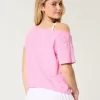 Tricou cu grafic Snoopy ușor de pe umăr Tricou cu grafic Snoopy ușor de pe umăr