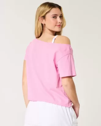 Tricou cu grafic Snoopy ușor de pe umăr