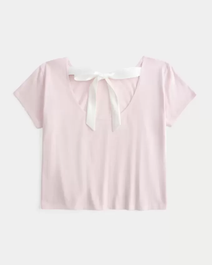 Tricou cu grafice florale Easy Ribbon Tie-Back Tricou cu grafice florale Easy Ribbon Tie-Back