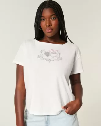 Tricou cu inimă cu cravată la spate ușor