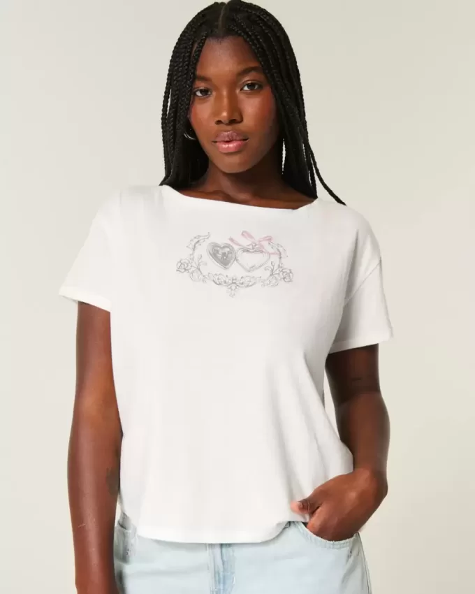 Tricou cu inimă cu cravată la spate ușor Tricou cu inimă cu cravată la spate ușor