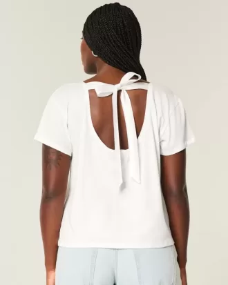 Tricou cu inimă cu cravată la spate ușor