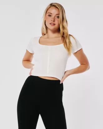 Tricou cu nasturi Waffle