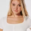 Tricou cu nasturi Waffle Tricou cu nasturi Waffle