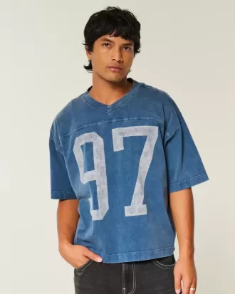 Tricou de fotbal cu grafică de varsitate, de greutate grea