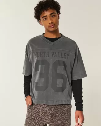 Tricou de fotbal cu grafică de varsitate, de greutate grea