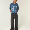 Tricou de fotbal cu grafică de varsitate, de greutate grea Tricou de fotbal cu grafică de varsitate, de greutate grea