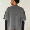 Tricou de fotbal cu grafică de varsitate, de greutate grea Tricou de fotbal cu grafică de varsitate, de greutate grea