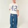 Tricou de fotbal cu grafică de varsitate, de greutate grea Tricou de fotbal cu grafică de varsitate, de greutate grea