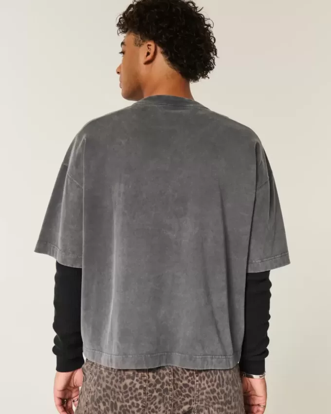 Tricou de fotbal cu grafică de varsitate, de greutate grea Tricou de fotbal cu grafică de varsitate, de greutate grea