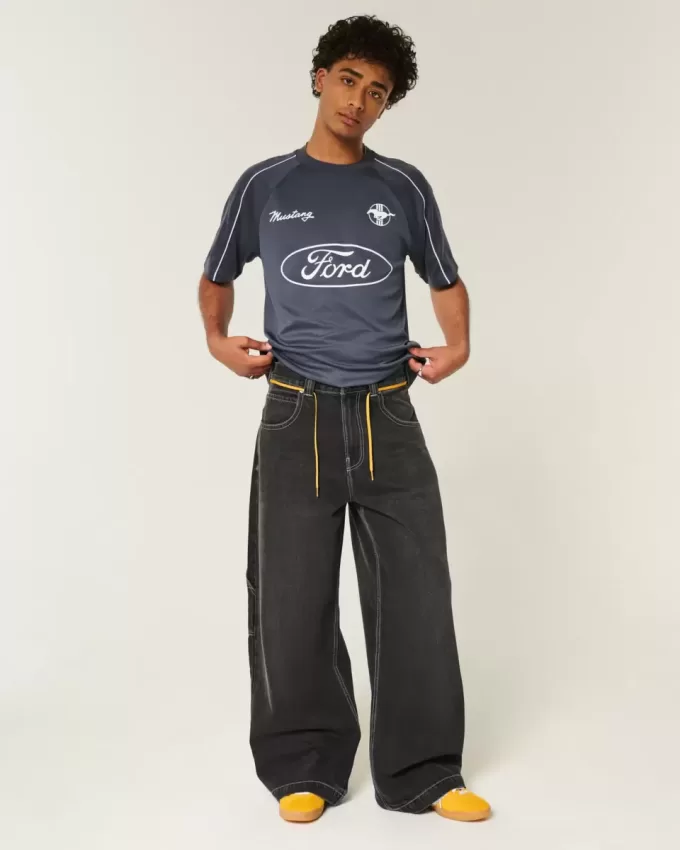 Tricou de fotbal cu grafic Ford Mustang boxy Tricou de fotbal cu grafic Ford Mustang boxy