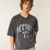 Tricou de fotbal cu grafică Heavyweight Baggy Crop Detroit Tricou de fotbal cu grafică Heavyweight Baggy Crop Detroit