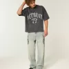 Tricou de fotbal cu grafică Heavyweight Baggy Crop Detroit Tricou de fotbal cu grafică Heavyweight Baggy Crop Detroit