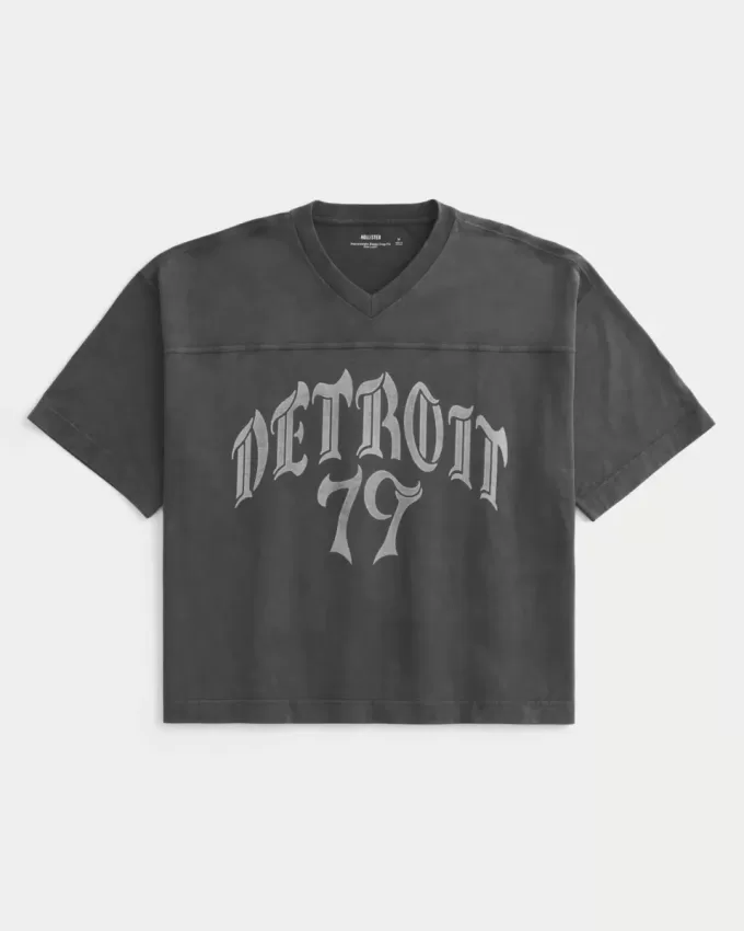 Tricou de fotbal cu grafică Heavyweight Baggy Crop Detroit Tricou de fotbal cu grafică Heavyweight Baggy Crop Detroit