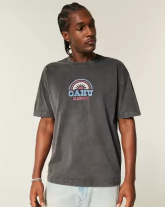 Tricou grafic boxy Heavyweight Oahu