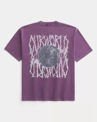 Tricou grafic Boxy Heavyweight Our World