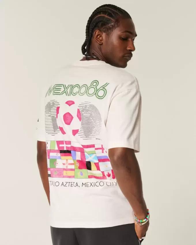 Tricou grafic boxy pentru Cupa Mondială FIFA Mexic 1986