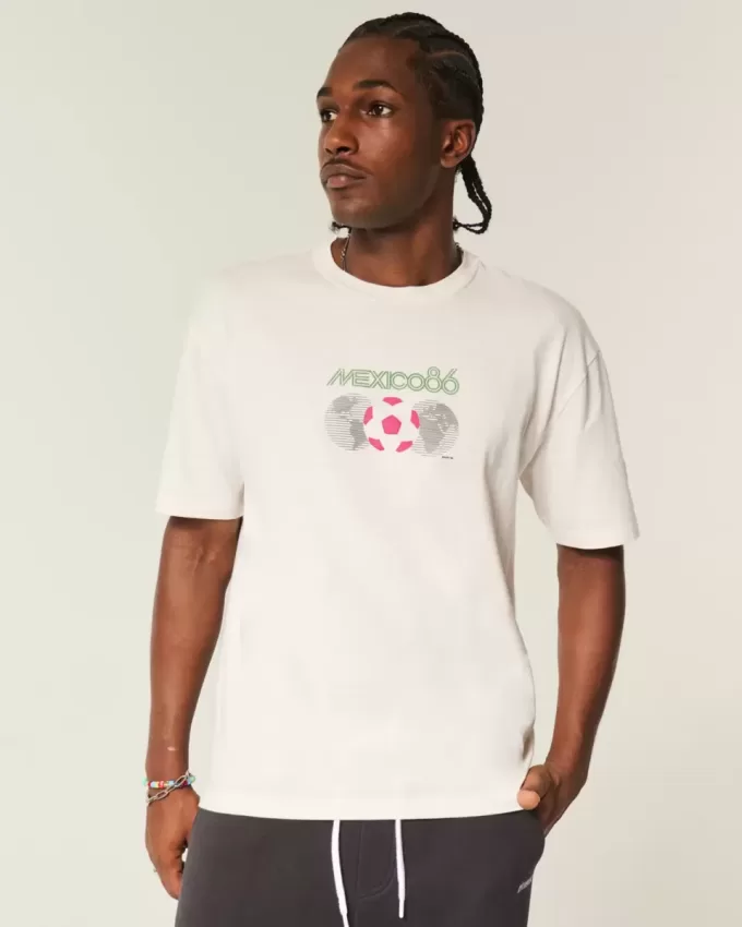 Tricou grafic boxy pentru Cupa Mondială FIFA Mexic 1986