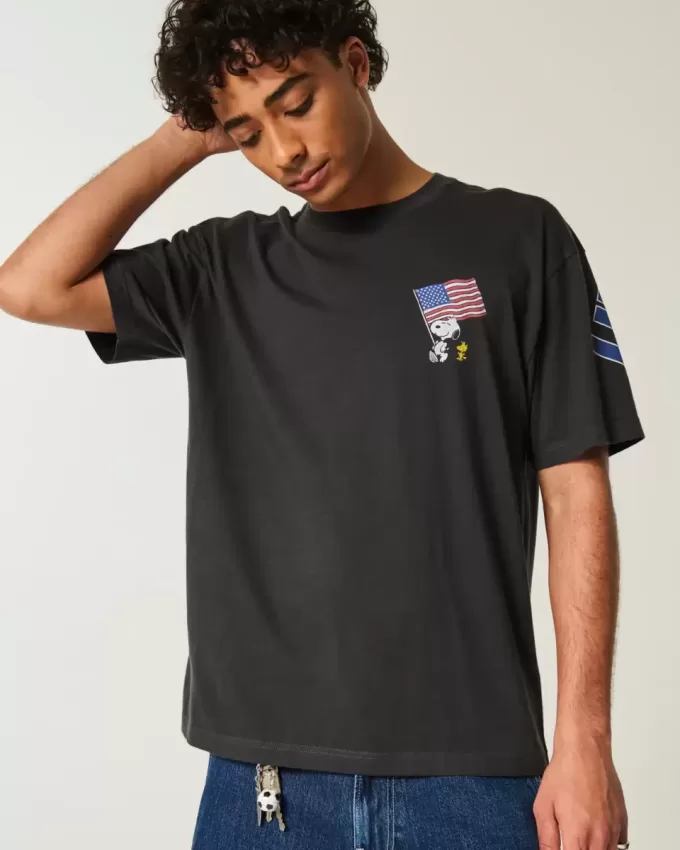 Tricou grafic boxy Snoopy SUA Tricou grafic boxy Snoopy SUA