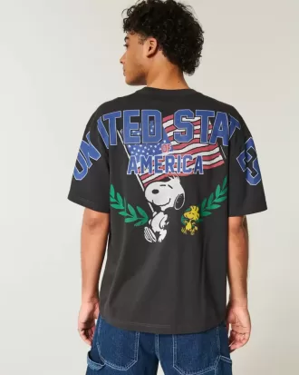 Tricou grafic boxy Snoopy SUA