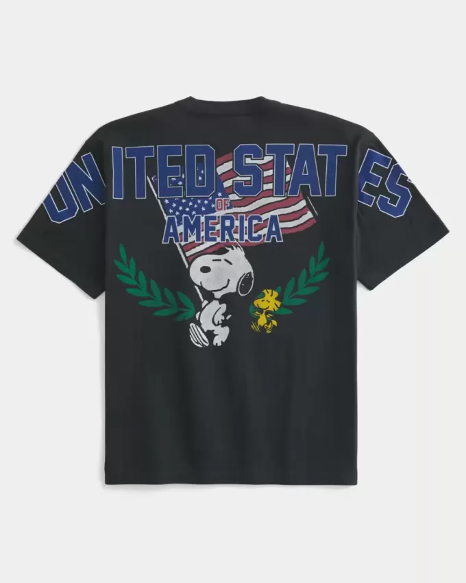 Tricou grafic boxy Snoopy SUA Tricou grafic boxy Snoopy SUA