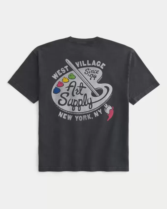 Tricou grafic Boxy West Village Art Supply Tricou grafic Boxy West Village Art Supply