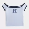 Tricou grafic cu logo fără umăr Tricou grafic cu logo fără umăr