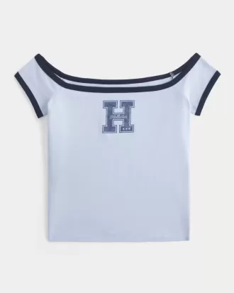Tricou grafic cu logo fără umăr