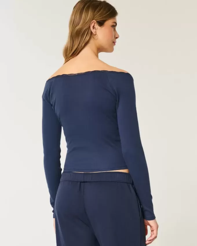 Tricou grafic cu număr de umăr cu dantelă Tricou grafic cu număr de umăr cu dantelă