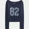 Tricou grafic cu număr de umăr cu dantelă Tricou grafic cu număr de umăr cu dantelă