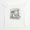 Tricou grafic din catifea răsucit, fără umăr Tricou grafic din catifea răsucit, fără umăr