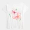 Tricou grafic Hibiscus fără umăr