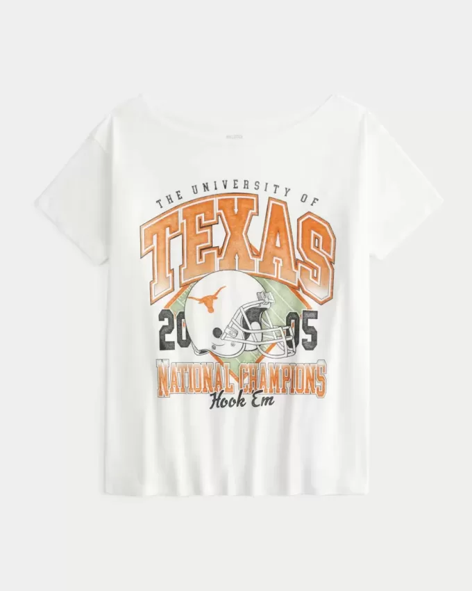 Tricou grafic Longhorns de la Universitatea din Texas, fără umăr