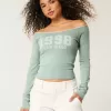 Tricou grafic San Diego, fără umăr, cu dantelă Tricou grafic San Diego, fără umăr, cu dantelă